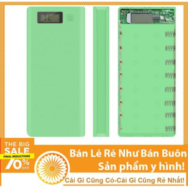 Tặng 1 quả pin 18650 khi mua Box sạc vỏ Sạc Dự Phòng Lắp 8 Cell 18650 Vỏ Nhựa Màn LCD Màu Ngẫu Nhiên