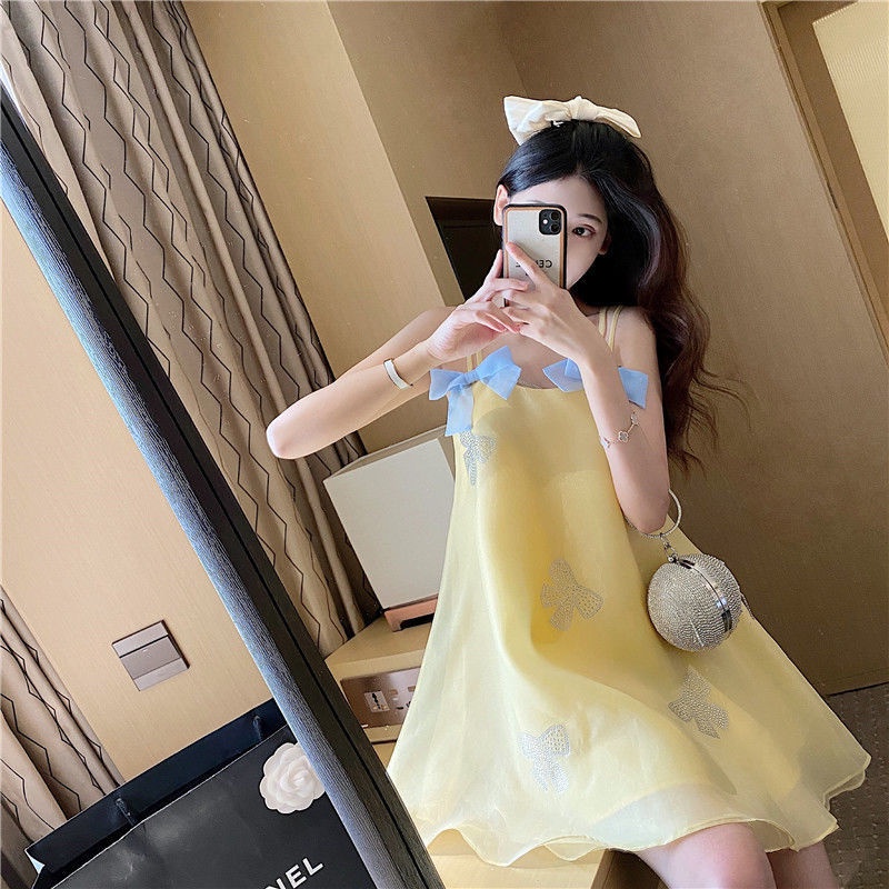 Váy sling voan, váy mỏng phong cách retro ngọt ngào và phóng khoáng mới