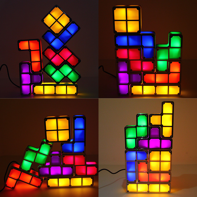 [ creative superposition Tetris lamp ][ Tetris Lamp LED Luminous Night Light ][ Puzzle Lights Stackable DIY LED Lamp ]