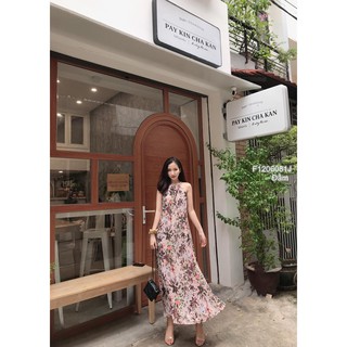 Đầm maxi hoa dập li 2 dây sang chảnh!
