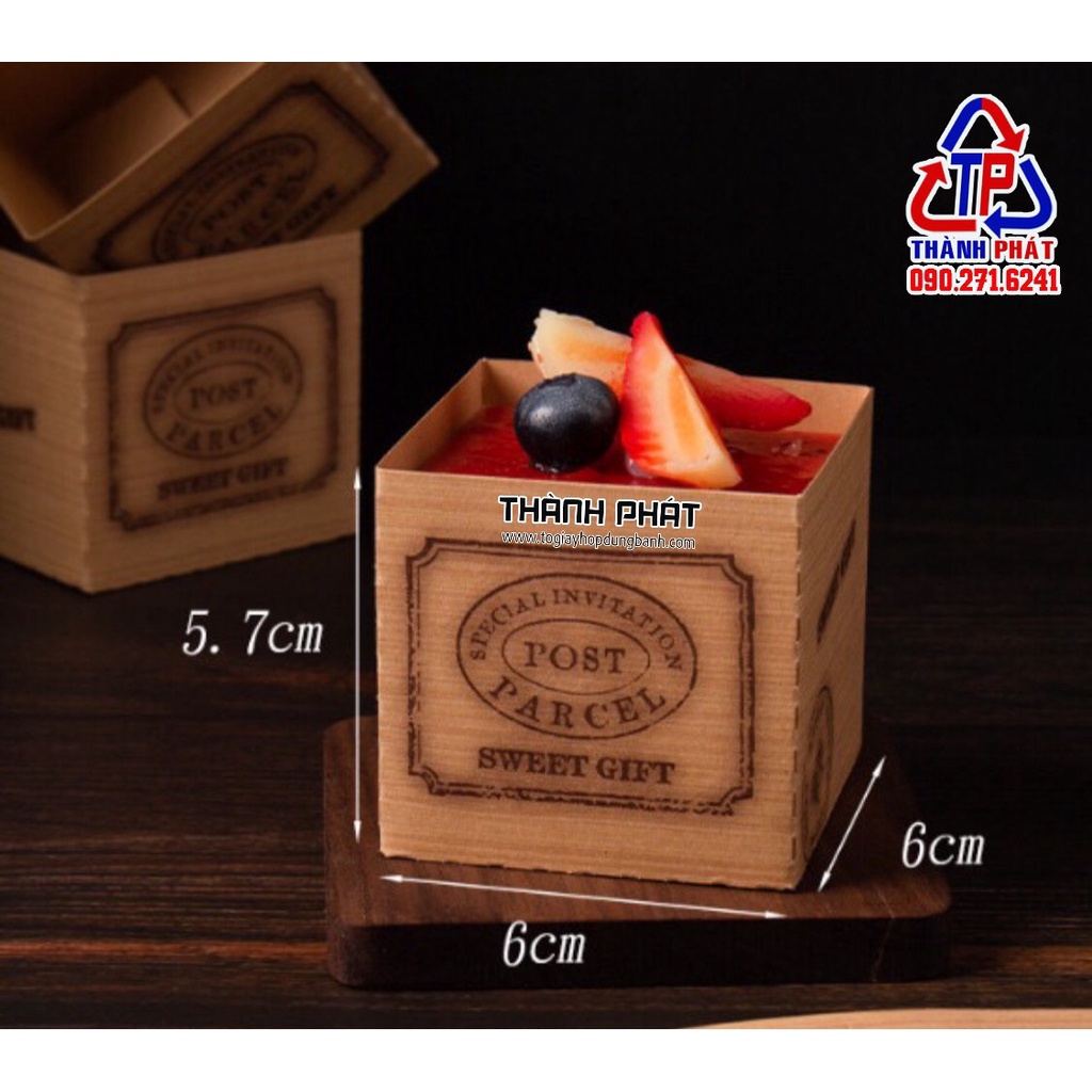 50 Cup giấy kraft vuông đựng bánh lạnh tiramisu - mousse - pana cotta - nướng bánh bông lan