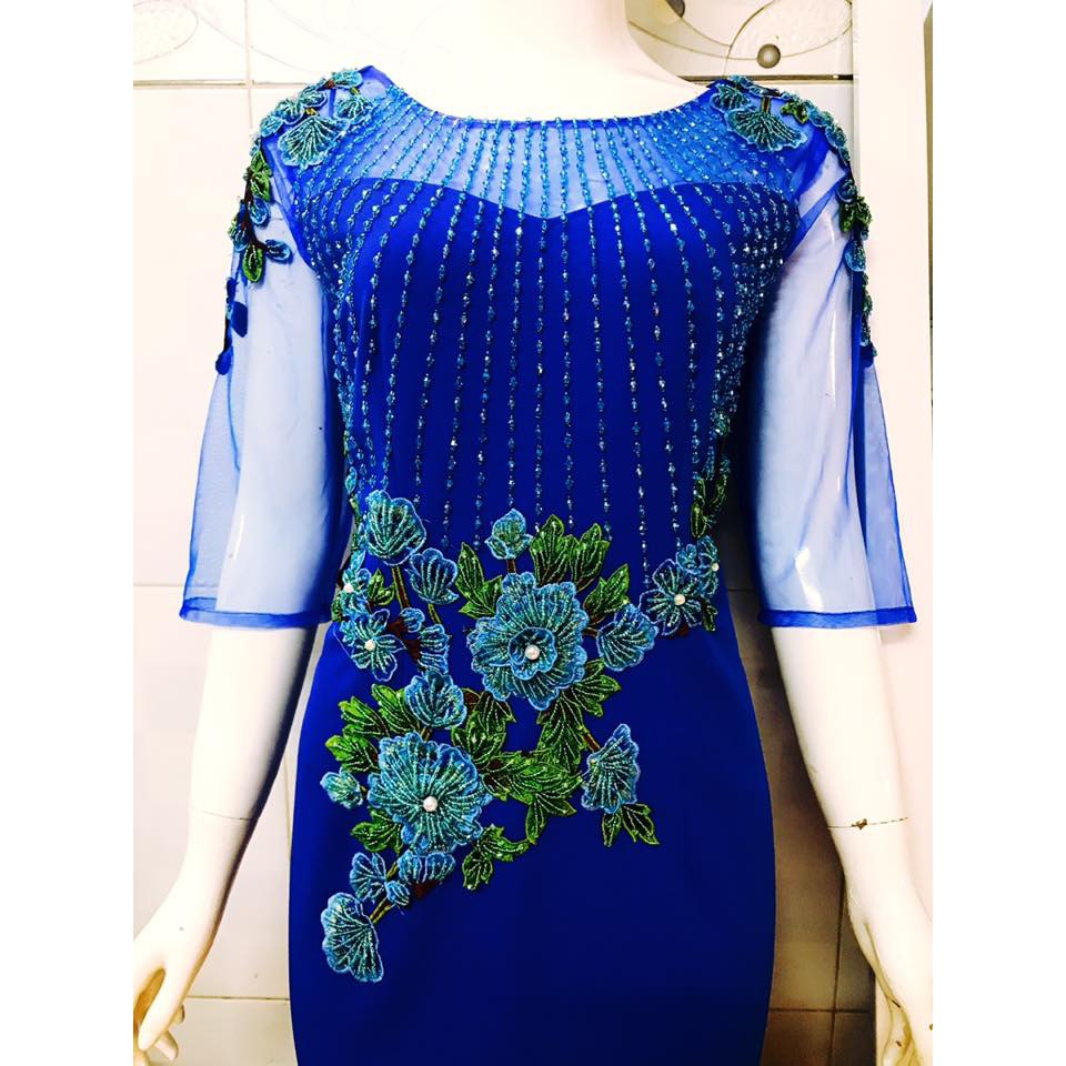 đầm trung niên nữ thiết kế phối hoa