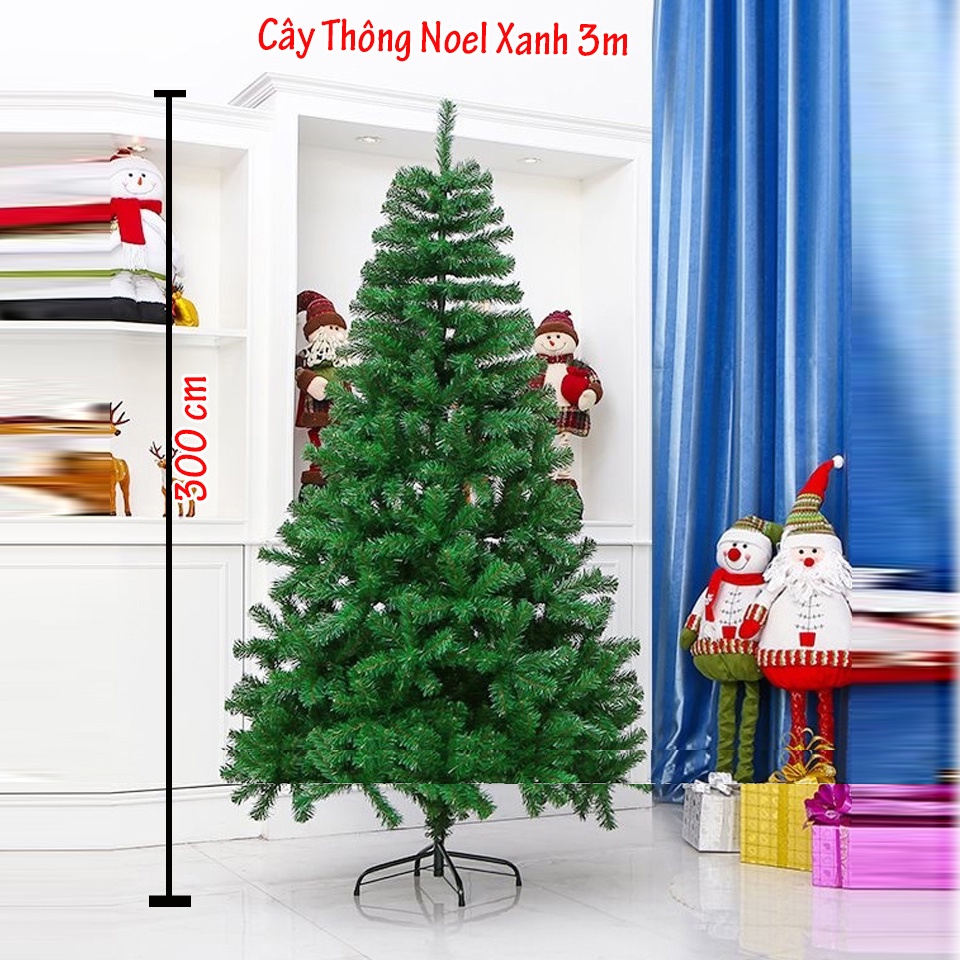 Cây thông noel 3m trang trí giáng sinh cho nhà cửa, phòng khách, phòng ngủ kèm dây kim tuyến và ngôi sao đẹp lung linh