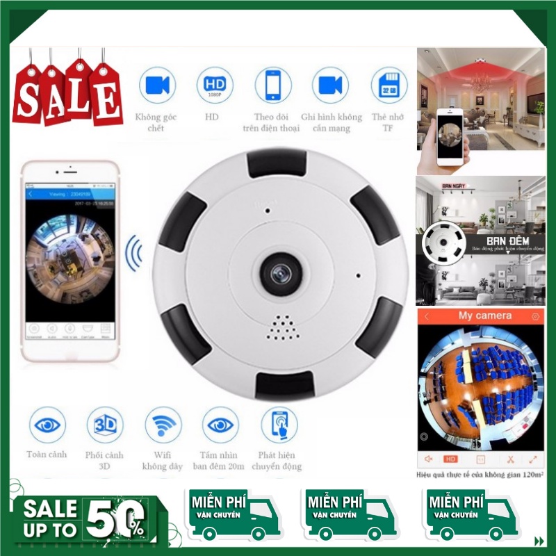 Camera Ốp Trần ⚡FreeShip⚡ Camera V380 Panorama VR 360° Xem toàn cảnh 3D,không dây-Bảo Hành 12 Tháng