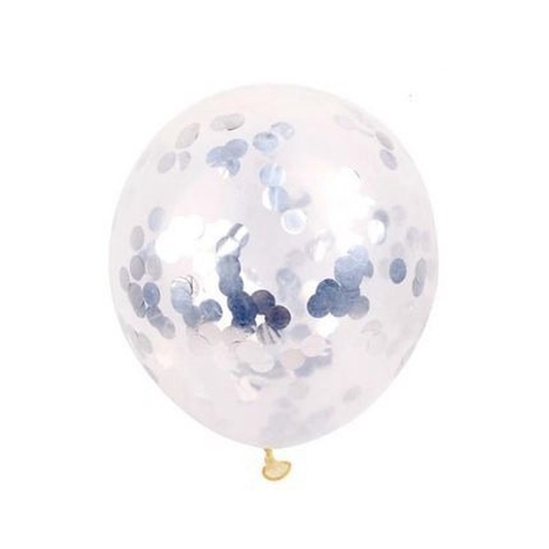 5 Bong Bóng Trong Suốt Có Giấy Bạc Kích Thước 12 Inch Dùng Trang Trí Tiệc Cưới