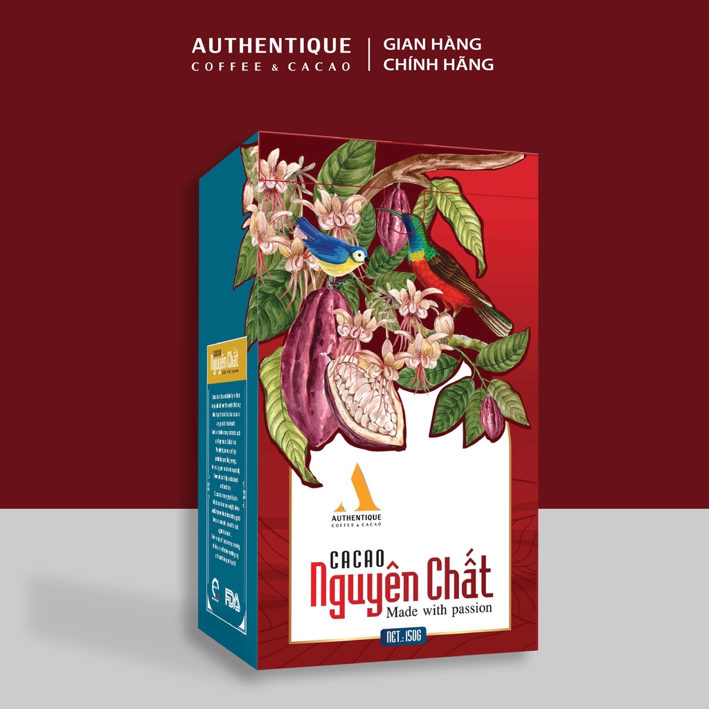 Cacao Nguyên Chất Không đường 150gr - Tốt cho sức khỏe - Đẹp da |Authenentique Cacao
