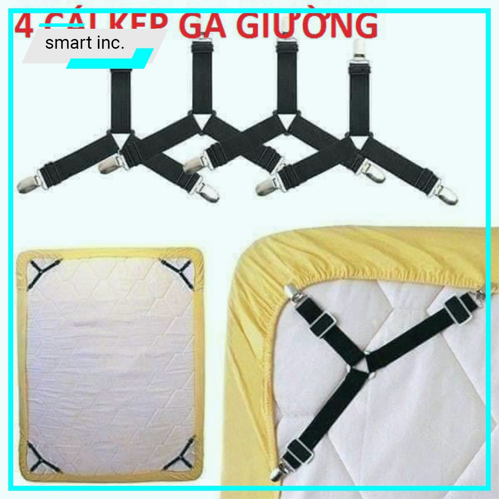 Kẹp Drap Giường Nệm Giữ Cố Định Vị Trí ⚜️FREESHIP⚜️ Dây Chằng Góc Nệm Kẹp Đệm Ghế Ga Giường Chống Xê Dịch Tụt Góc 4 Cái