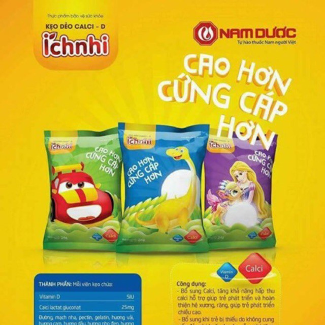 ✅ [CHÍNH HÃNG] Kẹo dẻo Ích Nhi tăng đề kháng, vitamin D, canxi cho bé tăng chiều cao - Dây 05 gói hoặc Bán lẻ