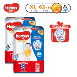 Combo 2 tã quần huggies dry super jumbo m74/l68/xl62/xxl56