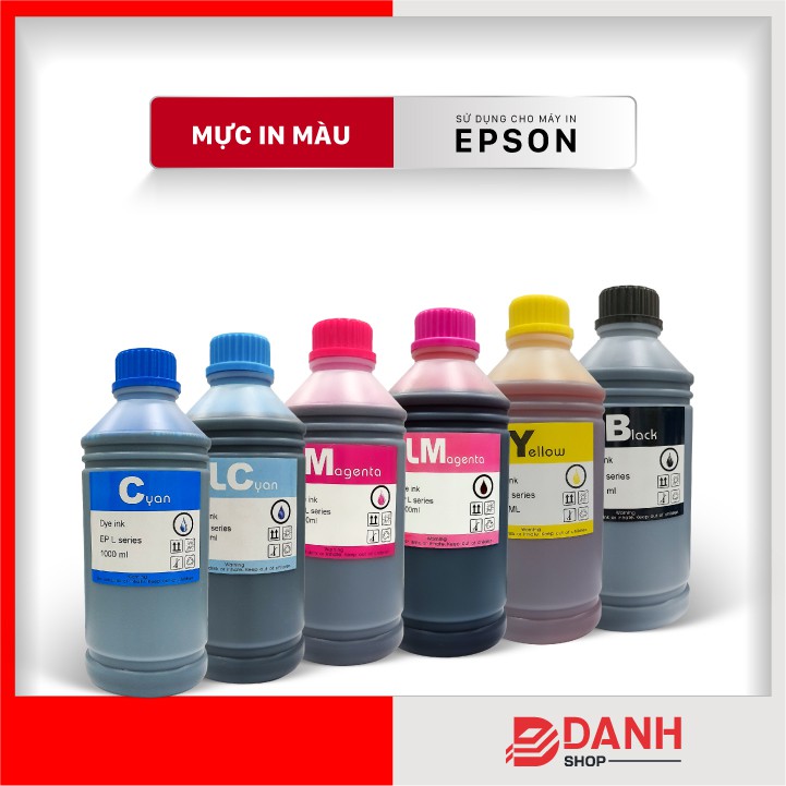 Mực nước máy in màu, Chai 1L_cho máy Epson L100, L110, L120, L200, L210, L220, L300, L310, L350, L355, L360, L385, L455