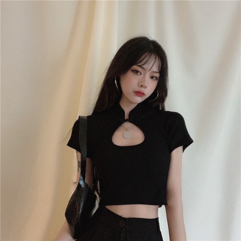 COZOK Áo Thun Dệt Kim Ngắn Tay Dáng Ôm Kiểu Vintage Gợi Cảm