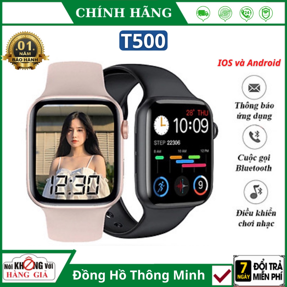 [ T500 NEW ] Đồng hồ thông minh T500 - Gọi điện nghe nhạc trực tiếp - Thay được hình nền tùy ý - Bảo hành 12 tháng