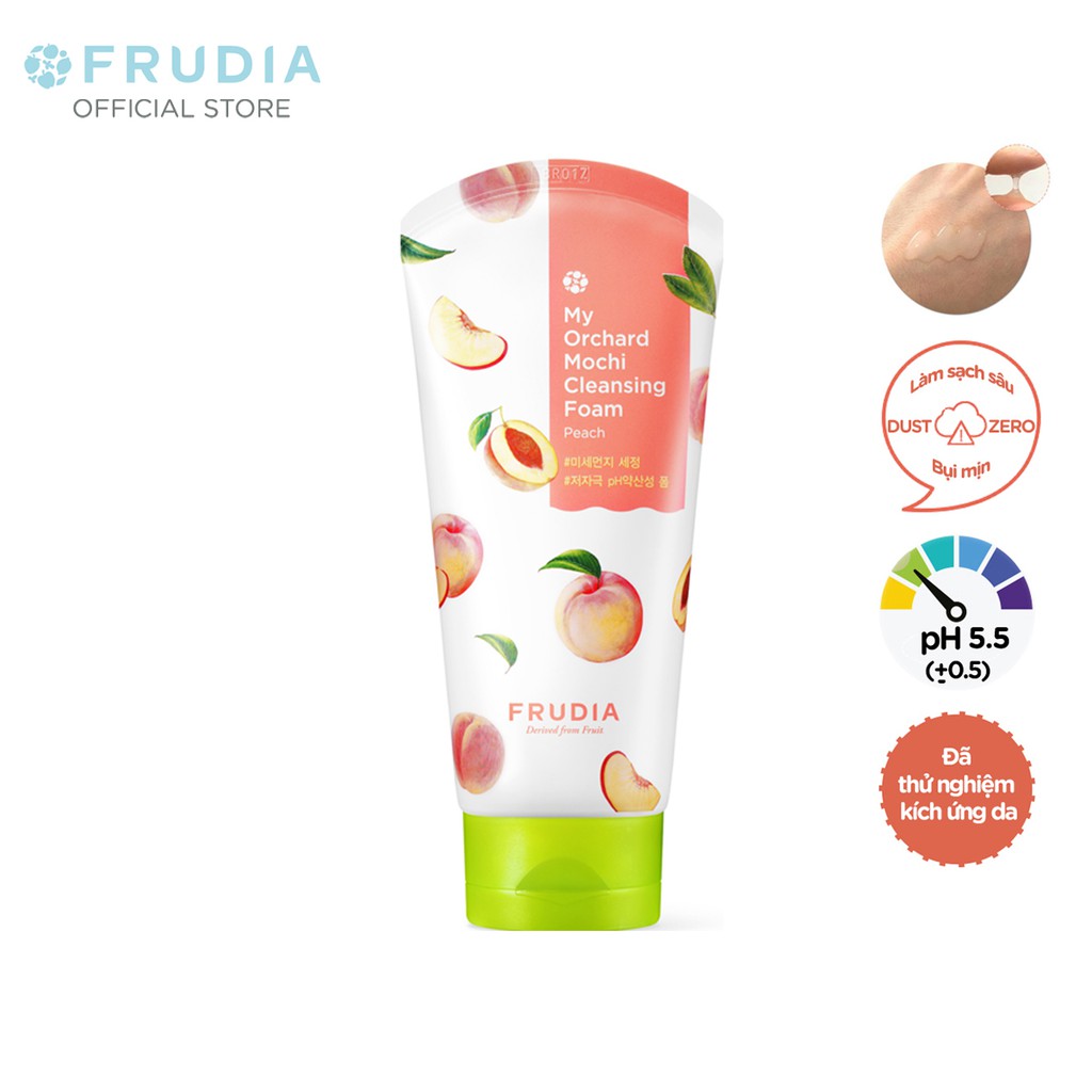 [TẶNG 66K]Sữa Rửa Mặt Cấp Ẩm Chiết Xuất Trái Đào Frudia My Orchard Mochi Cleansing Foam Peach 120ml