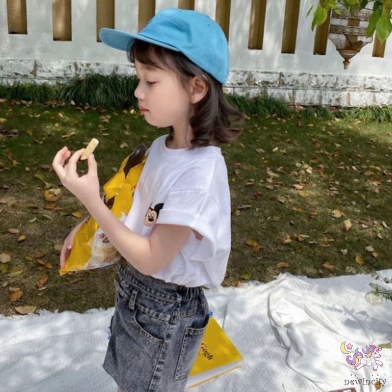 Áo thun tay ngắn in họa tiết hoạt hình phong cách Hàn Quốc thể thao đáng yêu dành cho bé gái