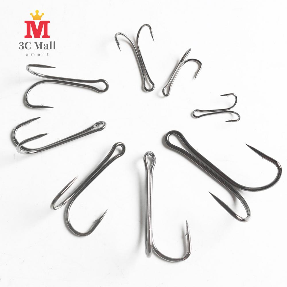 5pcs Saltwater Double Hook Dual High Carbon Steel Black Fishing Hooks 8#-4/0