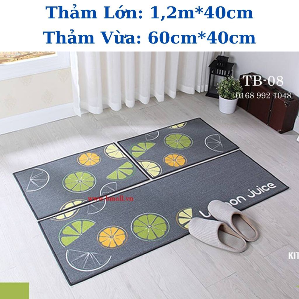 Thảm Bếp 3D Gồm 2 THẢM êm mềm Chống Trơn Trượt Tốt