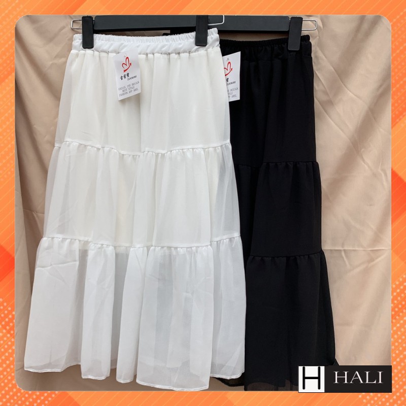 Chân Váy Vintage Nữ Váy Voan Nữ Dáng Dài 2 Lớp siêu Xinh với 2 màu đen trắng | BigBuy360 - bigbuy360.vn