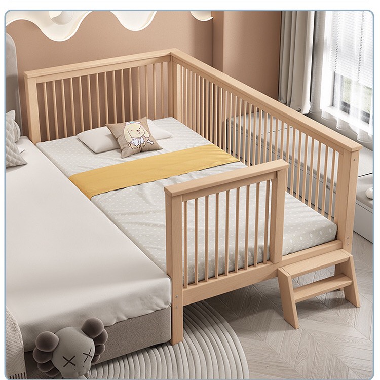 Giường cũi cho bé, giường ngủ trẻ em từ 0 - 10 tuổi dài 1m5 rộng 80cm gỗ sồi nhập khẩu phong cách Châu Âu. GENMAMA