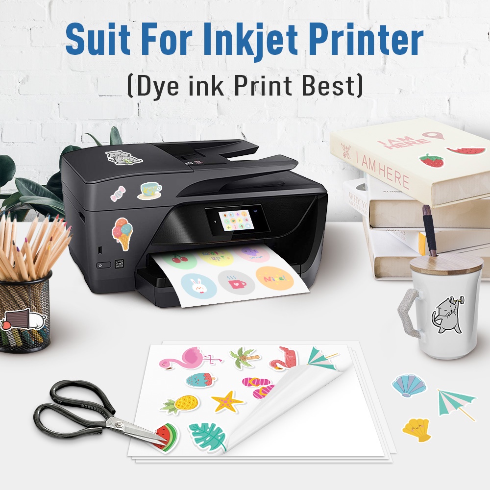 Cuộn Giấy Dán Bán Trong Suốt Khổ A4 210mm x 297mm Chống Thấm Nước Tự Dính Phù Hợp Cho Máy In EPSON CANON HP