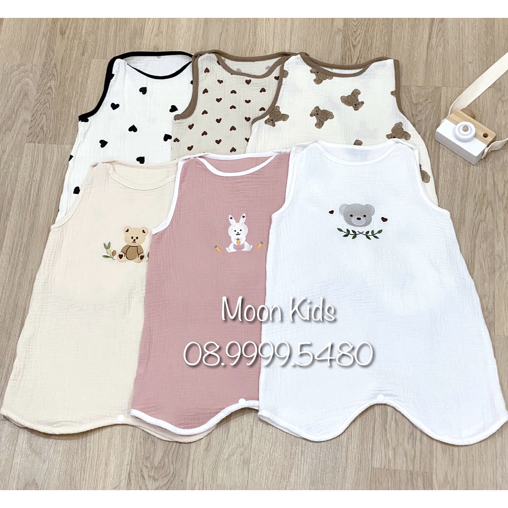 Túi Ngủ Cho Bé 𝑭𝑹𝑬𝑬𝑺𝑯𝑰𝑷 Vải Xô Muslin Cao Cấp Cho Bé Từ 8-16kg (6 mẫu)