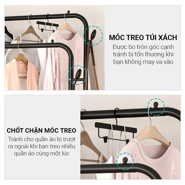 [ 𝐅𝐫𝐞𝐞𝐬𝐡𝐢𝐩 ] Giá Treo Quần Áo Hàn Quốc 2 Thanh, Kệ Giày Dép [CHUẨN LOẠI 1] Giá phơi đồ tiện ích