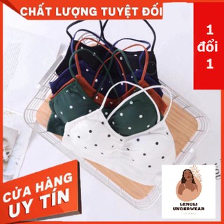 Áo bra dây chéo chấm bi mẫu mới nhất, ao bra cham bi mã 1616