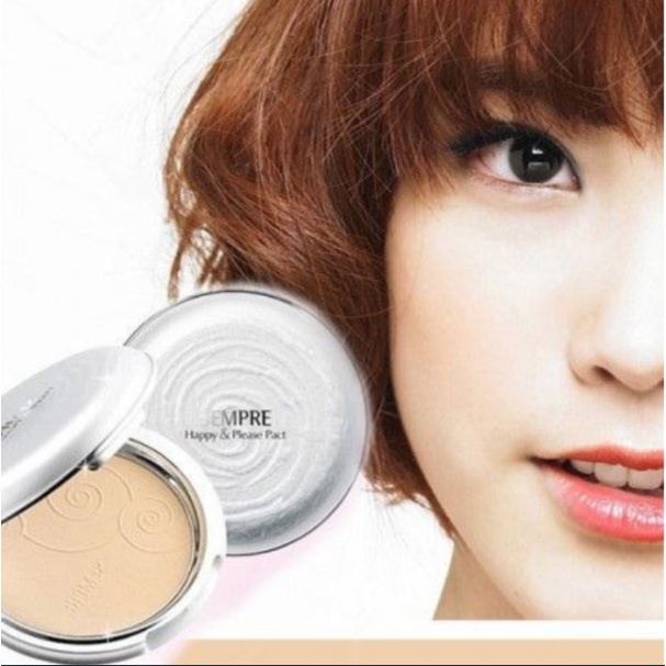 phấn nền Sempre Happy &amp; Please Pact Geo nâng tone kiềm dầu che khuyết điểm chống nước chống nắng SPF 20 chống bết dính