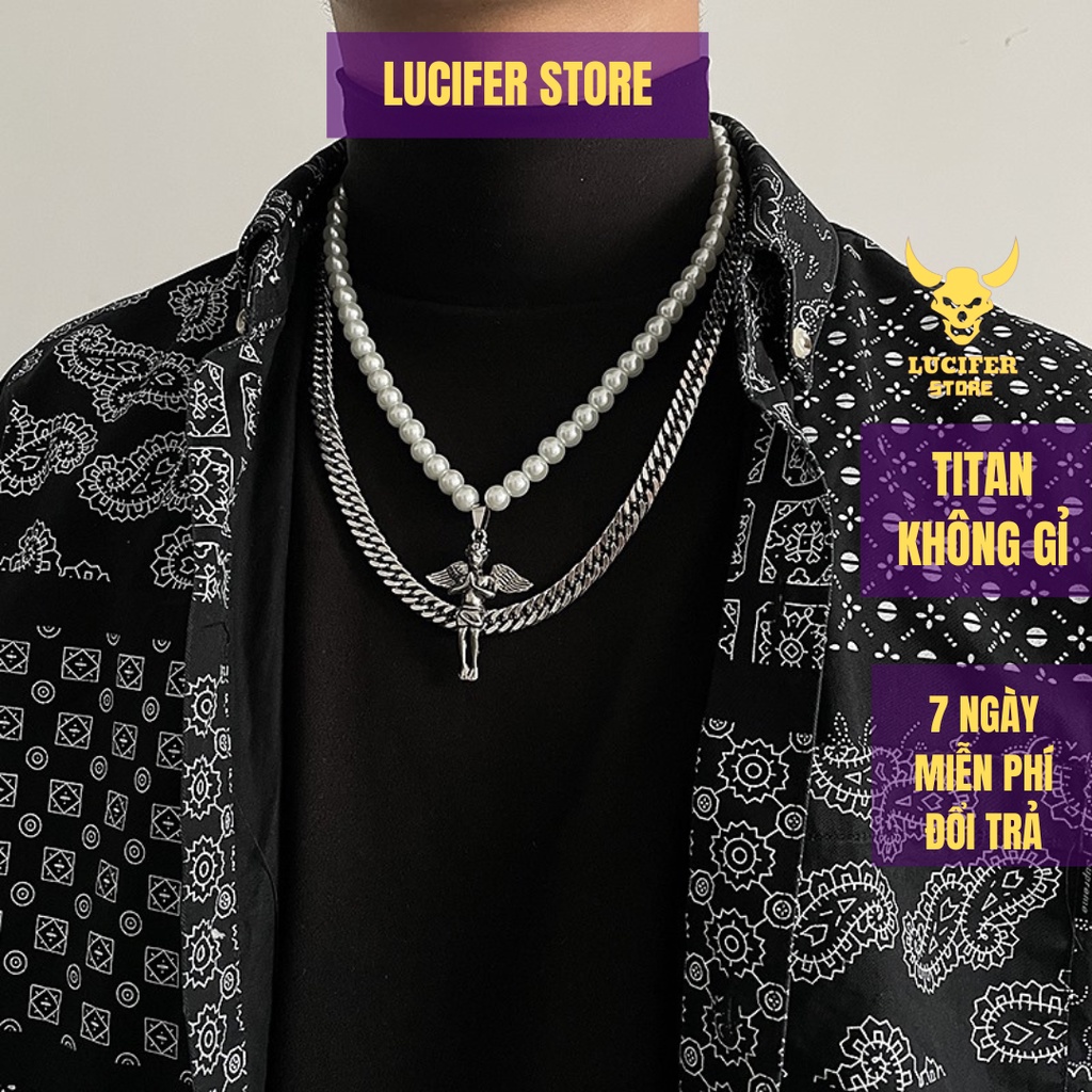 Dây chuyền Nam Bạc Đẹp Unisex Cá Tính Ngầu Thời Trang Nam Basic MAS Chain 2 Dây Lucifer Store Vòng Titan không gỉ - MAS