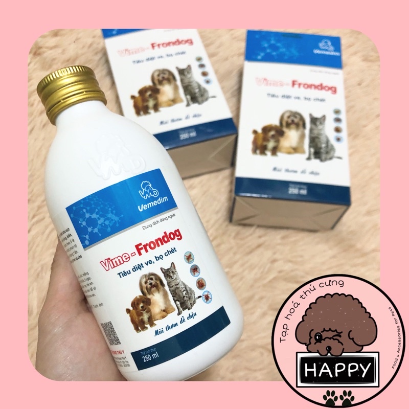 Vime Frondog - Dung dịch xịt tiêu diệt ve rận, bọ chét cho thú cưng 250ml [Ảnh thật] [Có sẵn] - Tạp Hoá Thú Cưng Happy