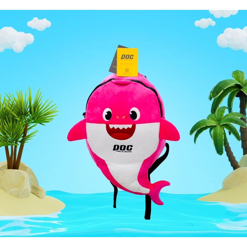 Balo Cá Mập Baby Shark Cá Mập Vải Nhung Cute Đi Học, Đi chơi