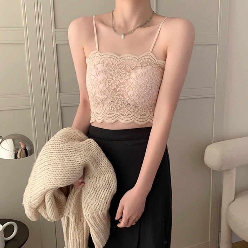 Áo Tank Top Phối Ren Có Mút Nâng Ngực Dáng Ôm Thời Trang Quyến Rũ Cho Nữ