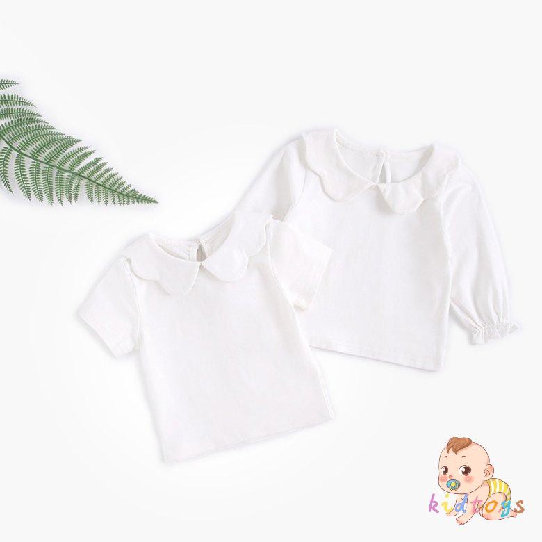 Áo Thun Cotton Tay Dài Cổ Cánh Hoa Cho Bé