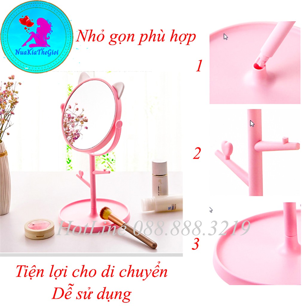 Gương Trang Điểm Tai Mèo Để Bàn Kiểu Dáng Siêu Xinh Baby (2 mẫu)