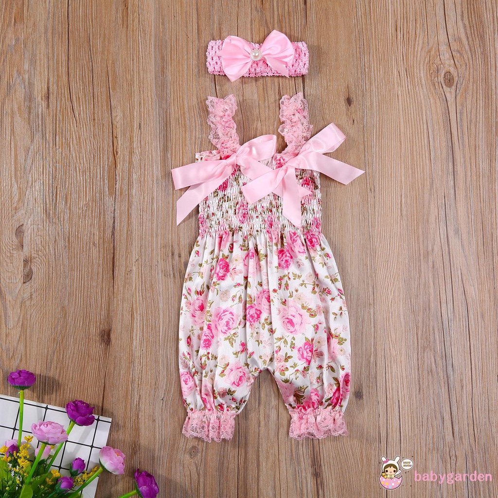 Áo Liền Quần Chấm Bi Và Băng Đô Nơ Cho Bé