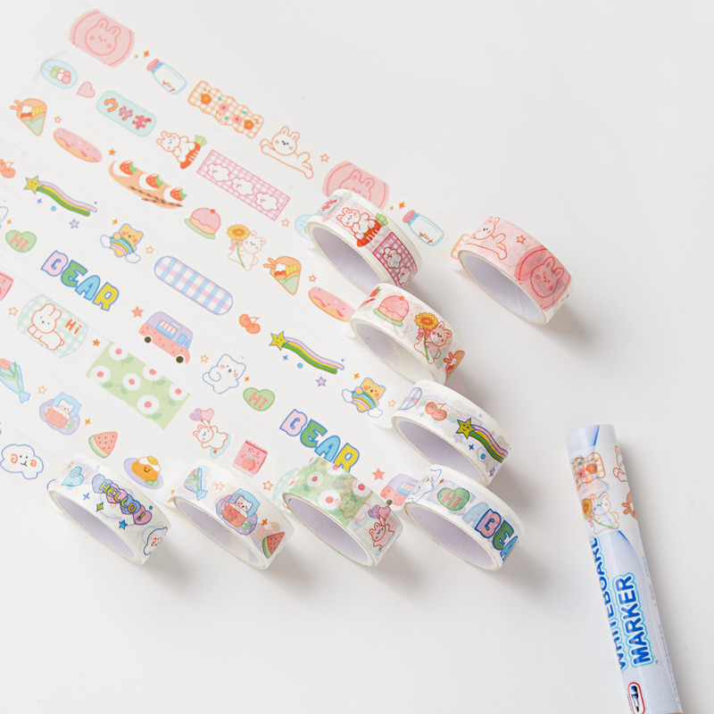 1 Cuộn Băng Keo Washi In Họa Tiết Thú Hoạt Hình Dễ Thương Trang Trí Nhật Ký