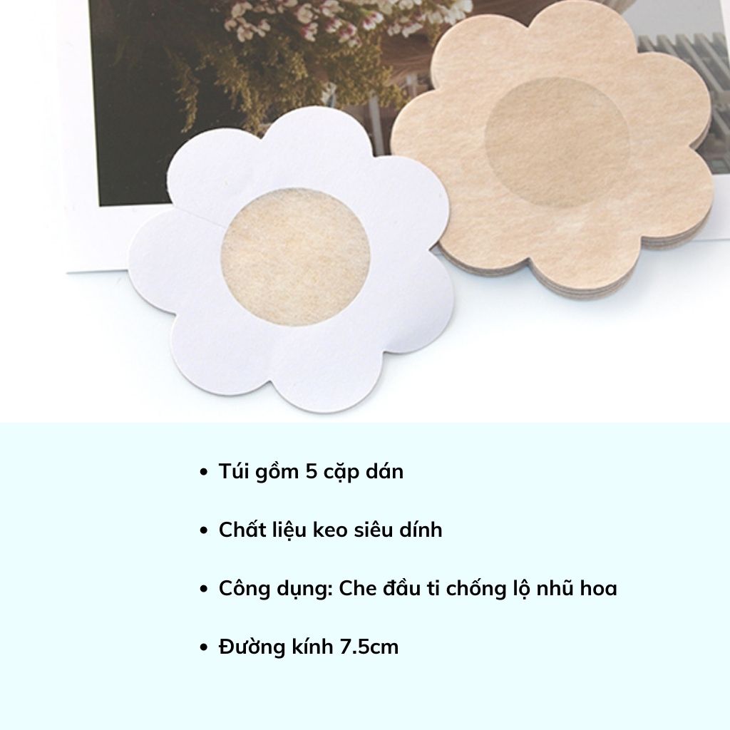 Miếng dán ngực siêu dính, miếng dán ti giấy túi gồm 5 cặp LANIXA D022