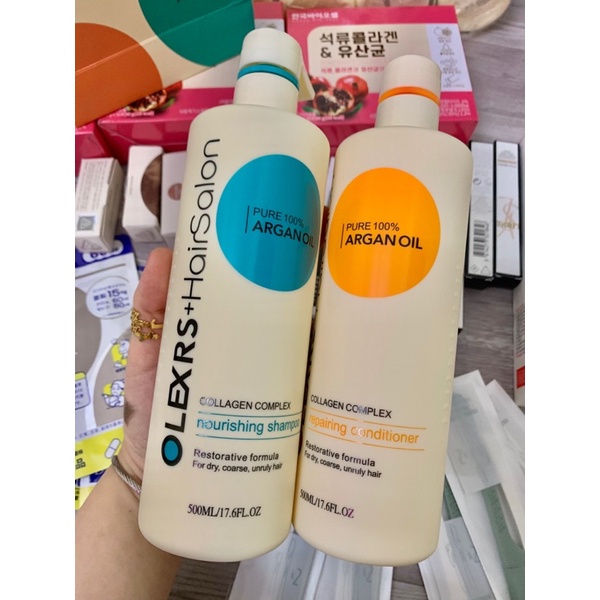 Bộ gội xả cao cấp dưỡng và kích thích mọc tóc Olexrs Hair Salon Argan oil 500/960ml