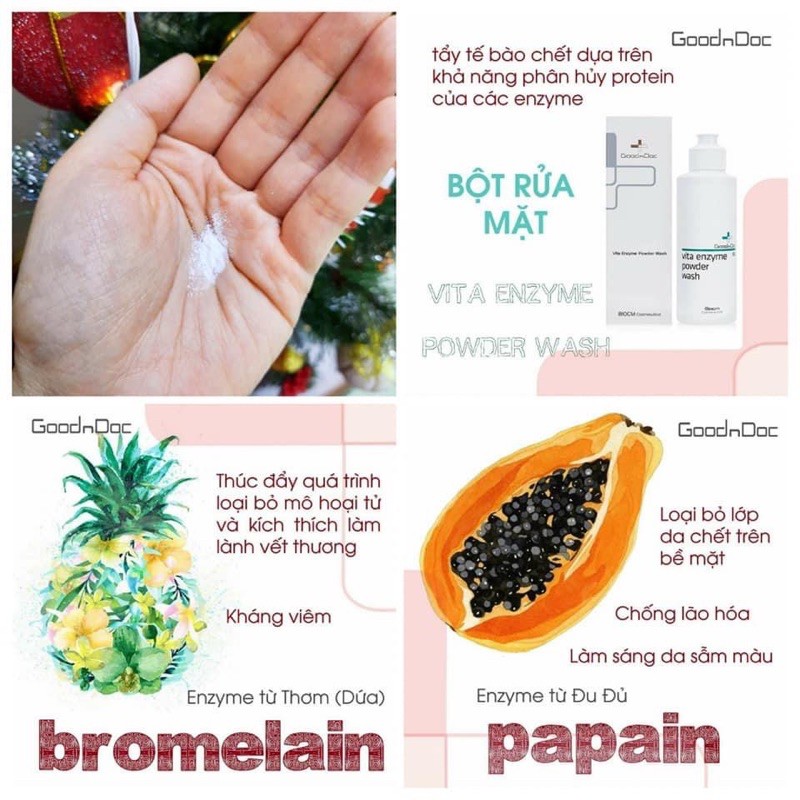 Bột Enzym Rửa Mặt Goodndoc Vita Enzym Powder Wash phù hợp Mọi Loại Da