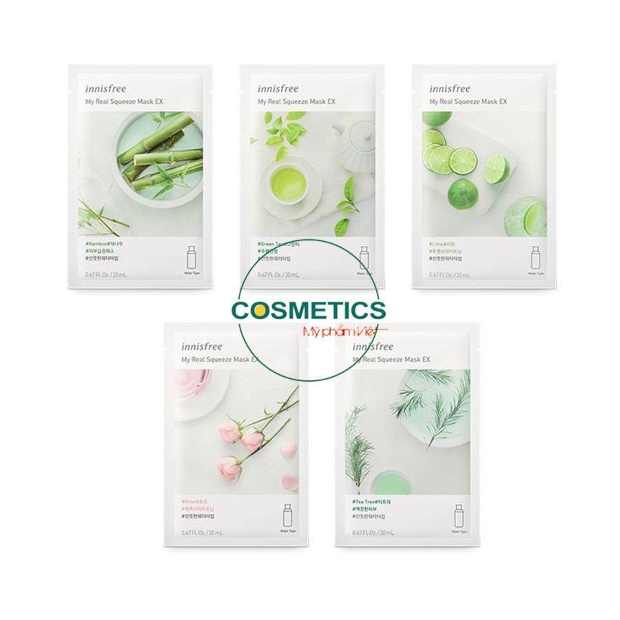 Mặt nạ giấy dưỡng ẩm cho da mặt Innisfree My Real Squeeze Mask 18 vị | BigBuy360 - bigbuy360.vn