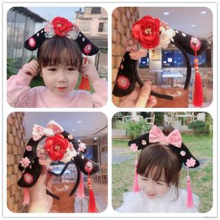 ✨Băng Đô Cài Tóc Đính Hoa Tua Rua Phong Cách Trung Hoa Cho Bé Gái