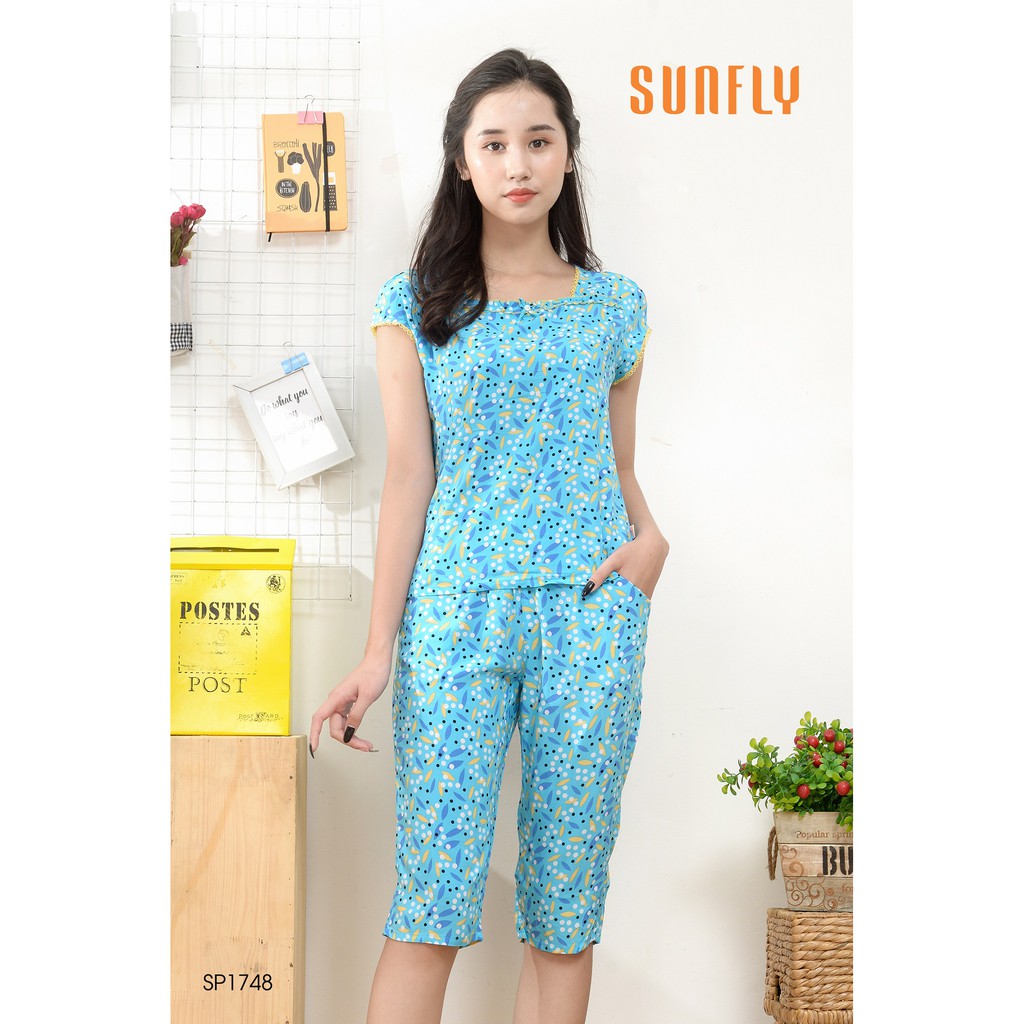 [Mã WABRWA8 giảm 15% đơn 99k] Bộ đồ lanh mặc nhà SUNFLY xuân hè SP1748