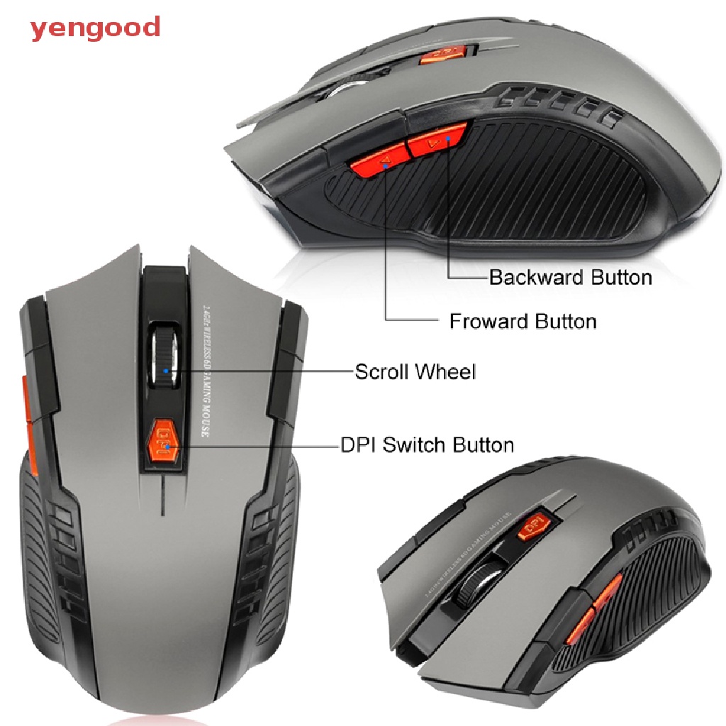 (YGD) Chuột Quang Không Dây 2.4G 6 Nút Bấm 1600DPI