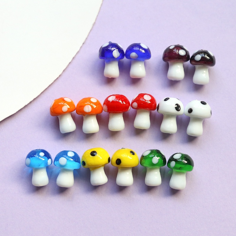 Hạt thủy tinh hình nấm hoạt hình nhiều màu sắc dùng làm trang sức