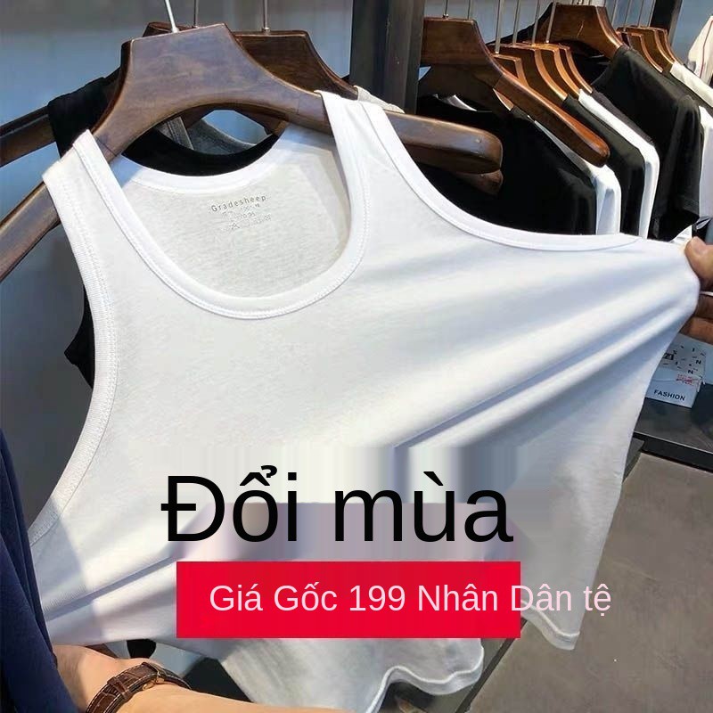 Áo vest nam vải bông tinh khiết bó sát không tay cản giới trẻ mặc bên trong lót thể thao và đế thun dục