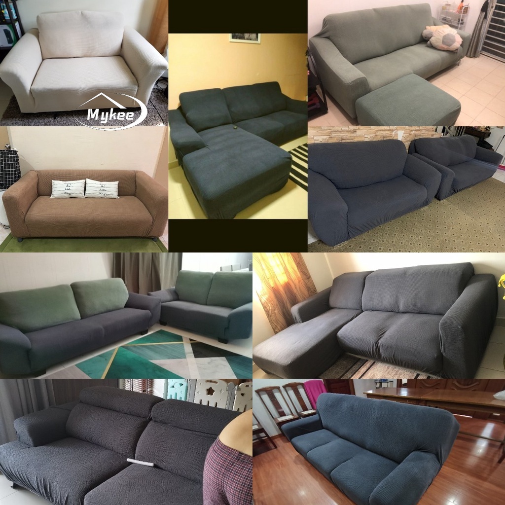 Vỏ Bọc Ghế Sofa 1 / 2 / 3 / 4 Chỗ Ngồi Hình Chữ L Chất Liệu Jacquard Lông Cừu Co Giãn Màu Trơn Trang Trí Nội Thất