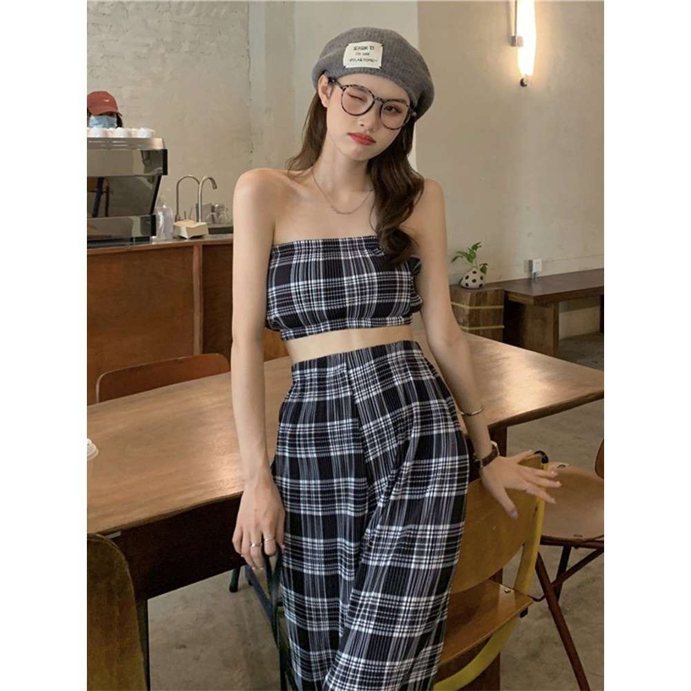 SET ÁO QUÂY CARO MIX QUẦN CULLOTES KẺ - SET 2 MÓN ÁO QUÂY KẺ + QUẦN CARO ỐNG RỘNG