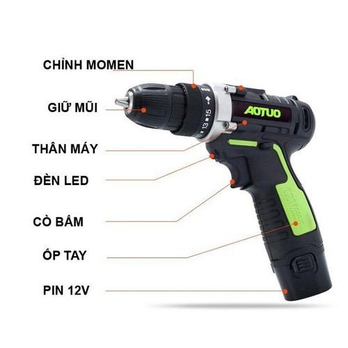 sale 9h  Máy Khoan Bắt Vít Không Dây Cầm Tay 12V Aotuo / Có Đảo Chiều  / Loại 1