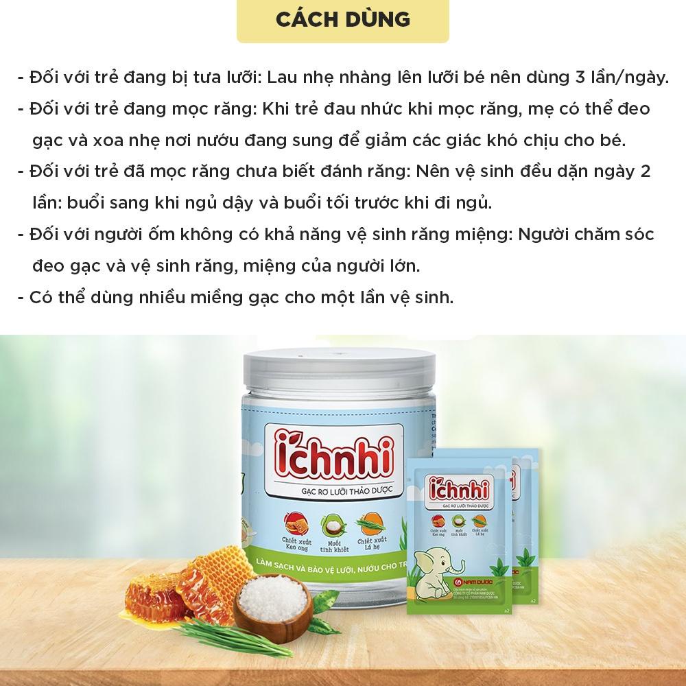 Gạc Rơ Lưỡi Thảo Dược Ích Nhi Lọ 30 Gói Giúp Vệ Sinh Răng Miệng, Làm Sạch Và Bảo Vệ Lưỡi, Nướu Trẻ Sơ Sinh, Người Ốm