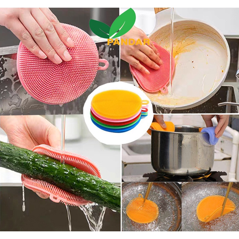 Miếng rửa bát silicon đa năng,rửa chén bát,cọ rửa trái cây,củ quả,lót nồi xoong,chống nóng,lót cốc,nhỏ gọn PANDAR