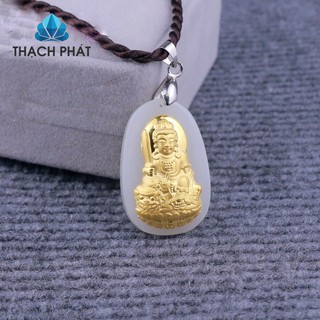 Phật bản mệnh Ngọc Nephrite mạ v.àng